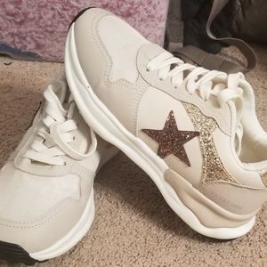Vintage Havana Sneakers - Tan, brown, star glitter- Size 8